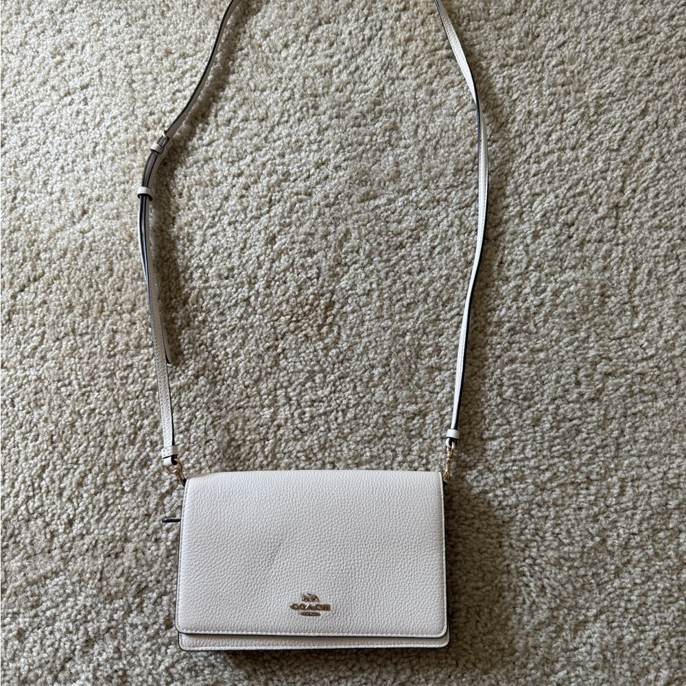Coach bag , authentic slim crossbody bone colored pebble leather